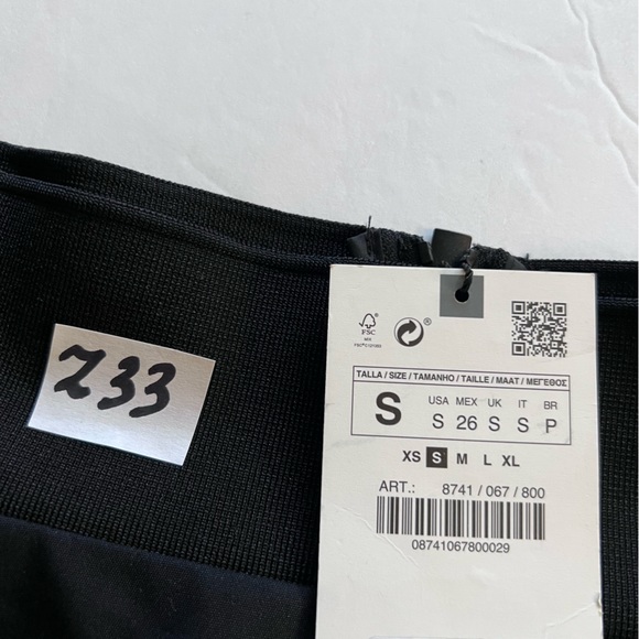 NWT Zara Mini Skirt with Shorts Size Small Elastic Waist Black - Picture 6 of 14